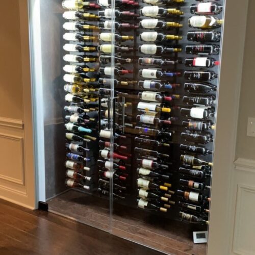 Custom Glass Wine Enclosure with Wine Bottle Display in Charlotte
