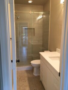 Serenity Brushed Stainless LP Handle Shower - Shower Doors of Charlotte